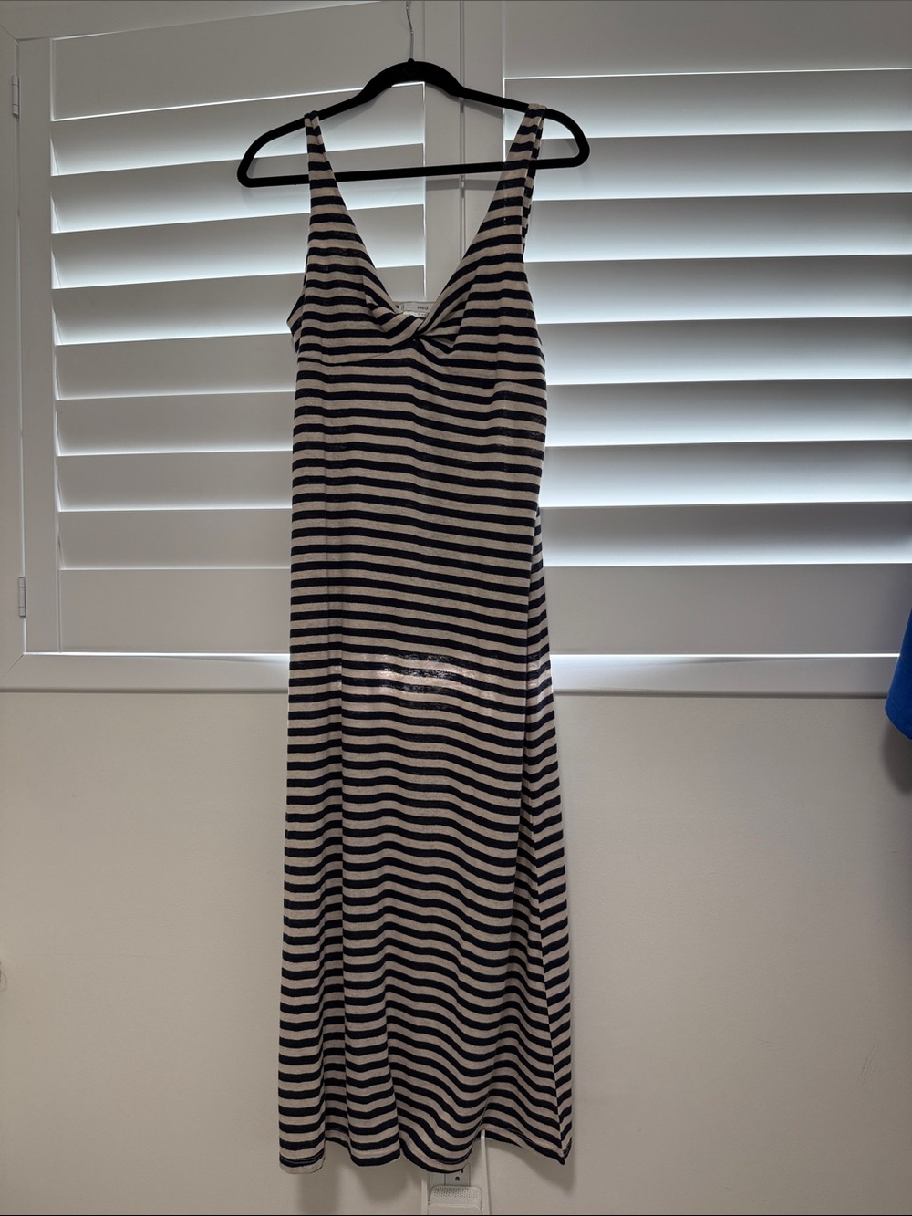 Mango Striped Blue and Cream Maxi Slip Dress